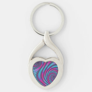 Magenta and Cyan Spiral Keychain