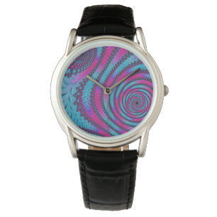 Magenta and Cyan Spiral Watch