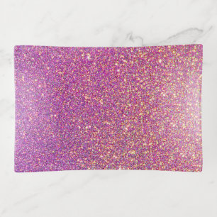 Magenta and Gold Glitter Valet Tray, Sparkle Trinket Tray