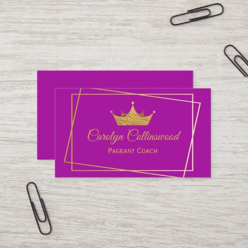 Magenta and Gold Pageant Coach Business Card
