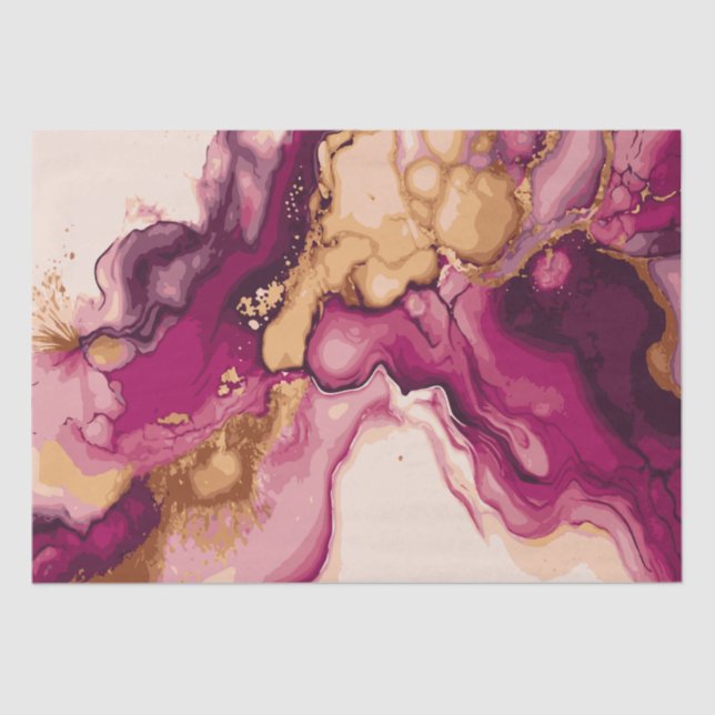 Magenta and Gold Watercolour Splash 7 Tissue Paper (Front)