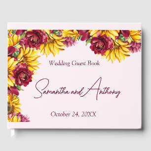 Magenta and Golden Yellow Wedding Guest Book