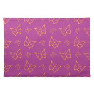 Magenta and Goldenrod Butterfly Nature Print Cloth Placemat