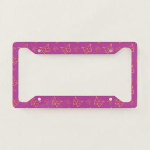 Magenta and Goldenrod Butterfly Nature Print License Plate Frame