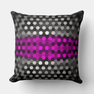 Magenta and Gray Hexagons Pattern Throw Pillow