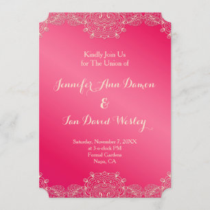 Magenta and Lace Wedding Invites
