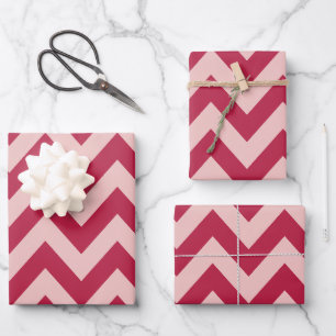 Magenta And Peach Chevron Wrapping Paper Sheets