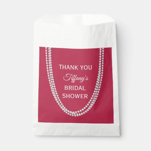 Magenta and Pearls Bridal Shower Thank You Favor Bag