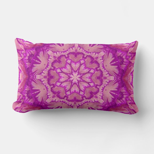Magenta and Pink Victorian Floral Lumbar Pillow (Front)