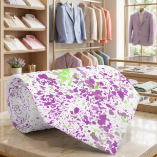 Magenta And Pistachio Green Splatter Abstract Art Neck Tie