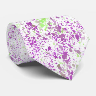 Magenta And Pistachio Green Splatter Abstract Art Neck Tie