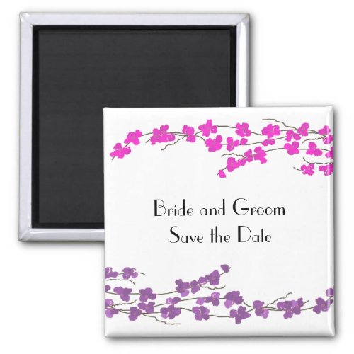 Magenta and Purple Blossoms Save the Date Magnet