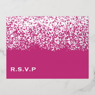 Magenta and Silver Foil Wedding RSVP Card