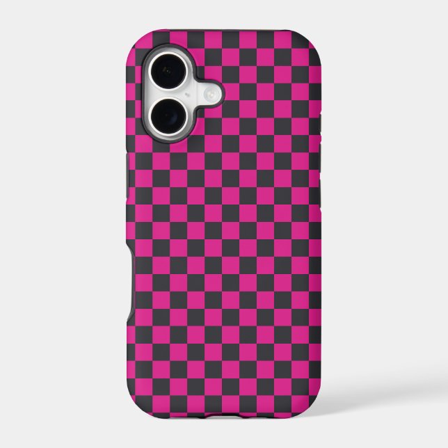 Magenta and smoke checkerboard pattern iPhone case (Back)