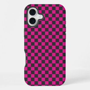 Magenta and smoke checkerboard pattern iPhone 16 plus case