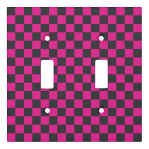 Magenta and smoke checkerboard pattern light switch cover