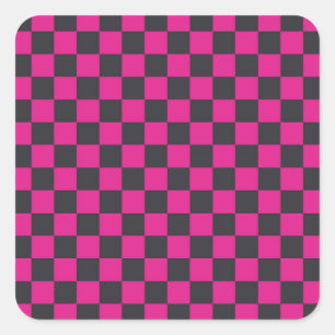 Magenta and smoke checkerboard pattern square sticker