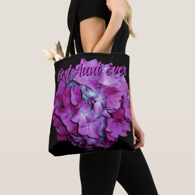 Magenta  and teal hydrangeas best Aunt ever  Tote Bag (Close Up)