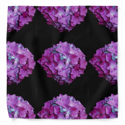 Magenta  and teal hydrangeas pattern bandana