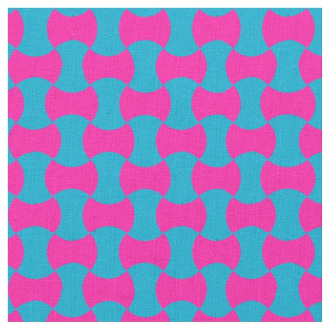 Magenta and Turquoise Islamic Geometric Pattern Fabric (Close Up)