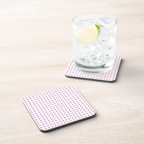 Magenta and White Minimalist Polka Dots g1 Beverage Coaster