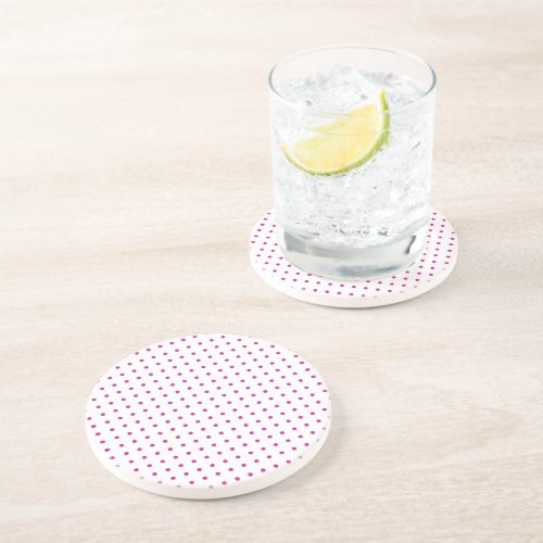 Magenta and White Minimalist Polka Dots g1 Coaster