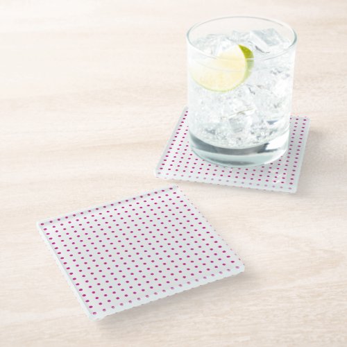 Magenta and White Minimalist Polka Dots g1 Glass Coaster