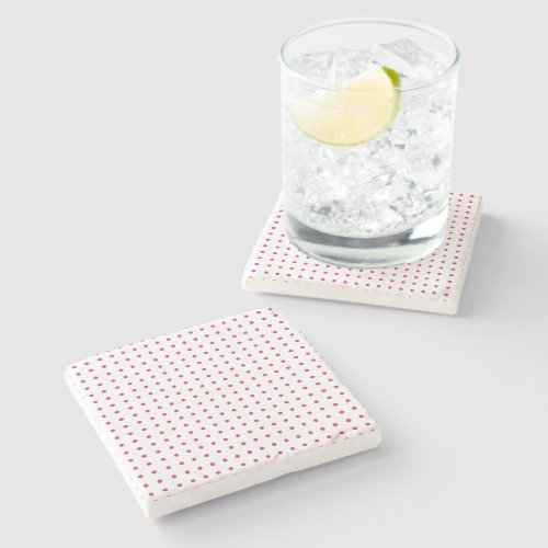 Magenta and White Minimalist Polka Dots g1 Stone Coaster