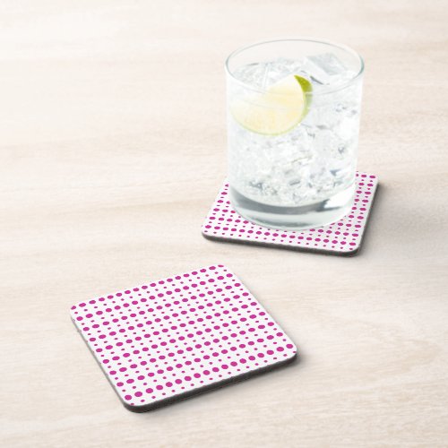 Magenta and White Minimalist Polka Dots g9 Beverage Coaster