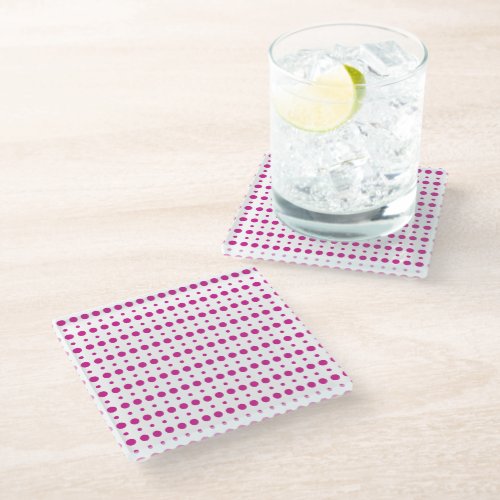 Magenta and White Minimalist Polka Dots g9 Glass Coaster