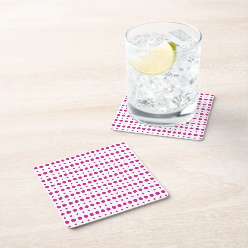 Magenta and White Minimalist Polka Dots g9 Square Paper Coaster