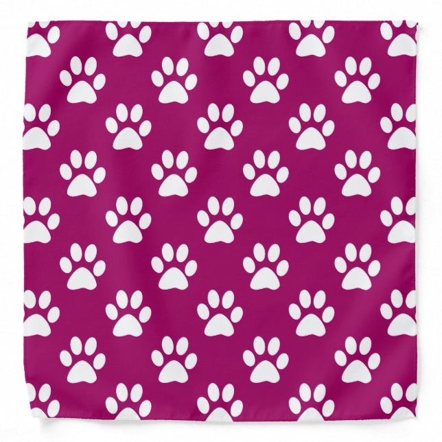Magenta and white paws pattern bandana (Front)