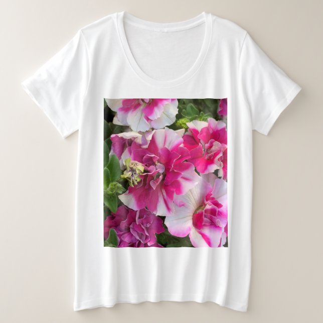 Magenta and white petunias plus size T-Shirt (Design Front)