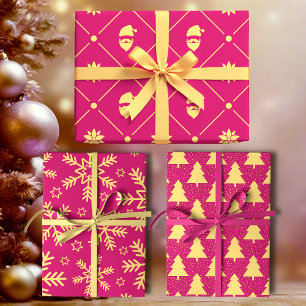 Magenta and Yellow Modern Holiday  Wrapping Paper Sheets