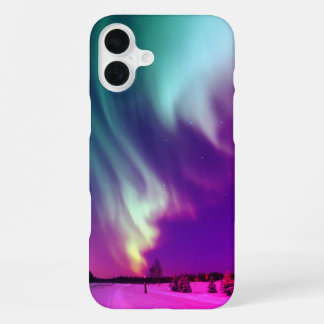 Magenta Aqua Alaskan Northern Lights iPhone 16 Plus Case