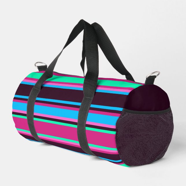 Magenta, Aqua, & Blue Striped Cut Sew Bag (Right Corner)