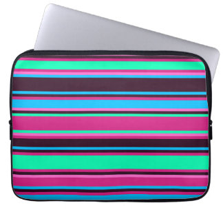 Magenta , Aqua, & Blue Striped Electronics Bag