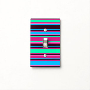 Magenta, Aqua, & Blue Striped Light Switch Cover