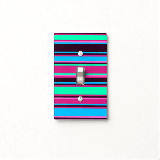 Magenta, Aqua, & Blue Striped Light Switch Cover