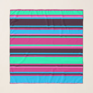 Magenta, Aqua, & Blue Striped Scarf