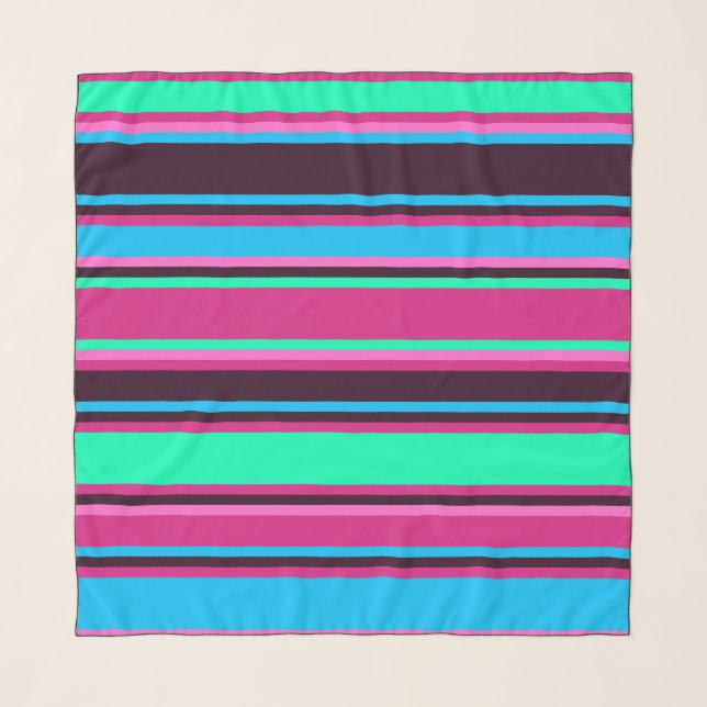 Magenta, Aqua, & Blue Striped Scarf (Front)