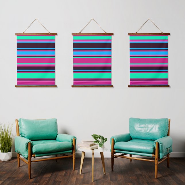Magenta, Aqua, & Blue Triple Wall Tapestry Set (Living Room)
