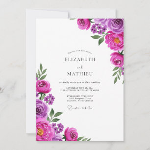Magenta Artistic Flourish Wedding Invitation
