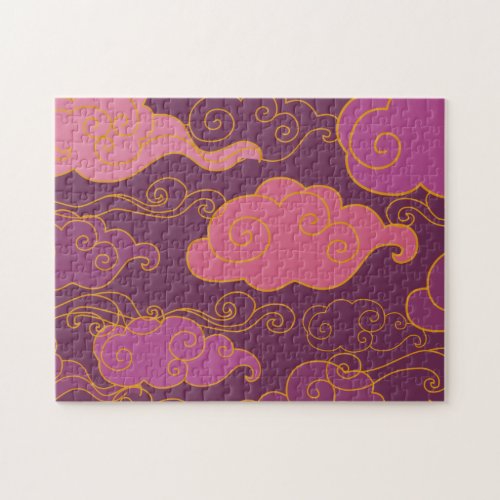 Magenta Asian Clouds Jigsaw Puzzle