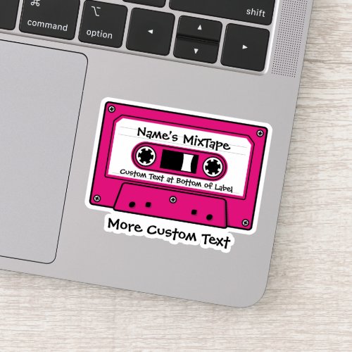 Magenta Audio Cassette Tape Sticker