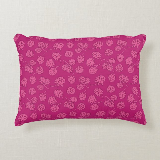 Magenta Berry Pattern Decorative Pillow (Front)