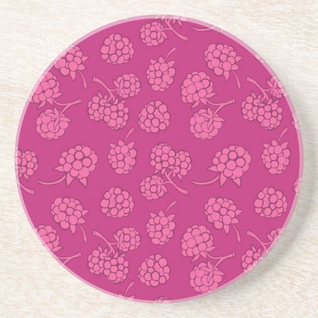 Magenta Berry Pattern Drink Coaster (Front)