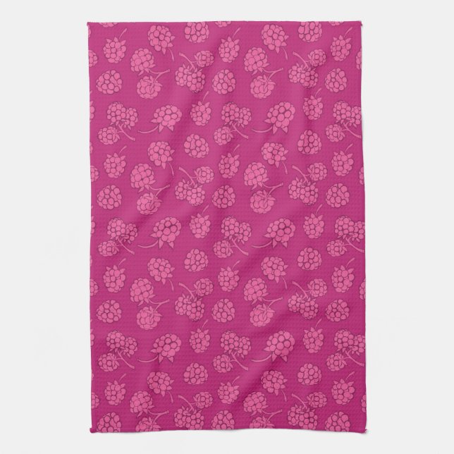 Magenta Berry Pattern Kitchen Towel (Vertical)