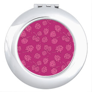 Magenta Berry Pattern Makeup Mirror