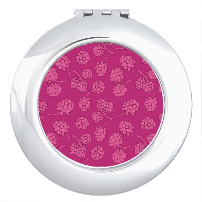 Magenta Berry Pattern Makeup Mirror (Front)